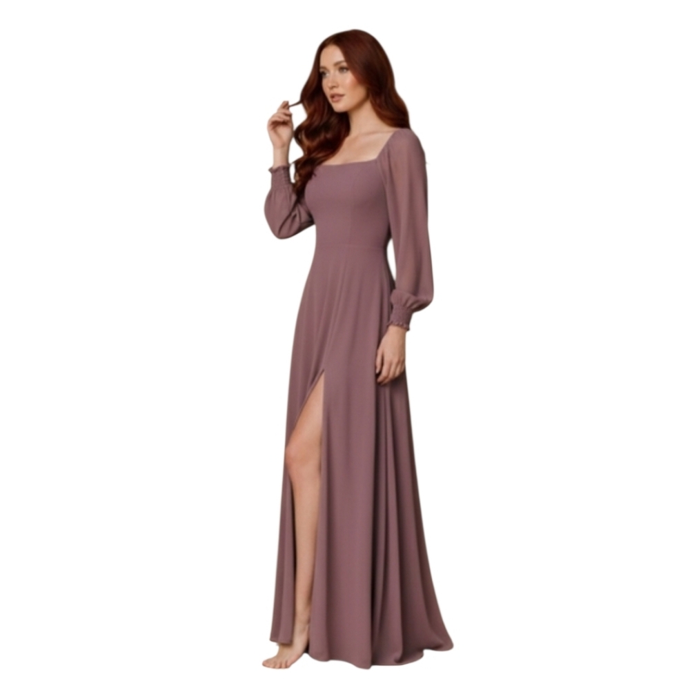 XL Baltic Born Giselle Plum Long Sleeve Dress Sheer Flowy Maxi